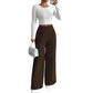 👖✨ Calça Feminina de Cintura Alta e Perna Larga – Silhueta alongada, caimento fluido e conforto para o dia todo