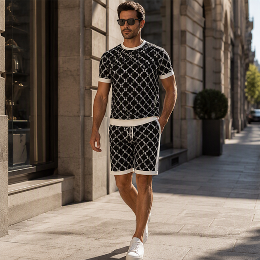 👕🔥 Conjunto Masculino Streetwear de 2 Peças – Camiseta + Shorts com estampa abstrata e conforto para o verão