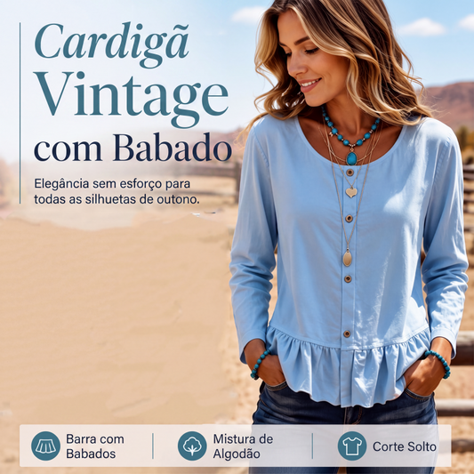 🌸🧶 Blusa Feminina com Babados Vintage e Botões – Conforto, Elegância e Estilo para o Dia a Dia