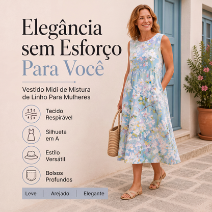 👗🔥 50% OFF! Vestido Feminino de Linho Sem Mangas – Leve, Fresco e Elegante para os Dias Quentes