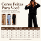 🔥👗 50% OFF! Conjunto Feminino com Blusa de Manga Comprida e Calça de Perna Larga – Elegante, Confortável e Versátil