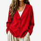 🔥🧥 50% OFF! Cardigã Feminino de Tricô em Veludo Cotelê com Decote em V – Macio, Elegante e Confortável