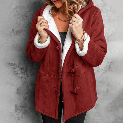 🔥🧥 50% OFF! Casaco Feminino com Capuz em Camurça e Forro de Pelúcia – Quente, Confortável e Elegante