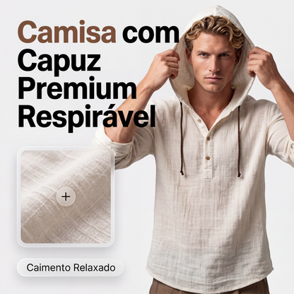 🔥👔 50% OFF! Camisa Masculina de Manga Longa com Capuz – Confortável, Respirável e Casual