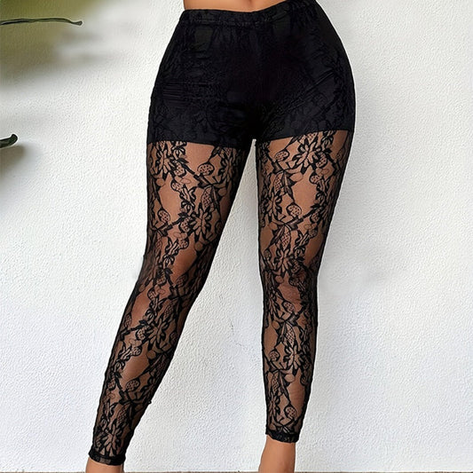 🔥👖 50% OFF! Calça Feminina de Renda Semitransparente – Elegante, Sensual e com Caimento Slim