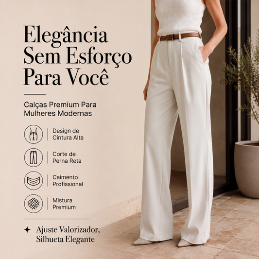 🔥👖 50% OFF! Calça Social Feminina de Alfaiataria – Cintura Alta, Perna Larga e Elegante