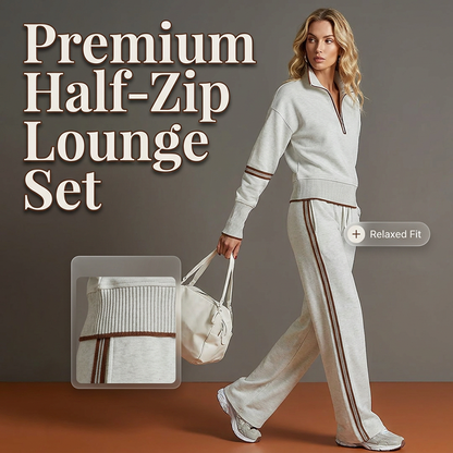 🔥👚 50% OFF! Conjunto Feminino de Moletom com Meio Zíper – Macio, Elegante e Confortável