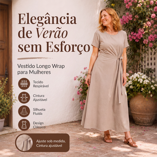 🔥👗 50% OFF! Vestido Midi Feminino Elegante com Cinto Ajustável – Caimento Sofisticado e Silhueta Valorizada