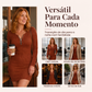 🔥👗 50% OFF! Vestido Feminino de Tricô Canelado com Zíper Frontal – Elegante, Macio e Confortável