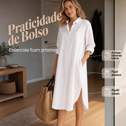 🔥👗 50% OFF! Vestido Camisa Feminino Solto – Leve, Fresco e Confortável para o Verão