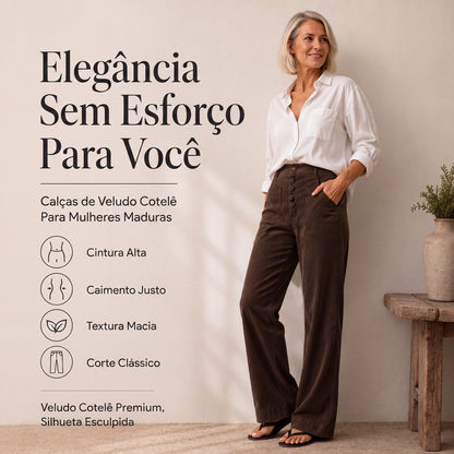 🔥👖 50% OFF! Calça Feminina de Veludo Cotelê de Perna Larga – Quente, Confortável e Elegante