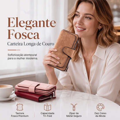 🔥👛 50% OFF! Carteira Feminina Longa de Couro PU – Elegante, Fina e com Grande Capacidade de Organização