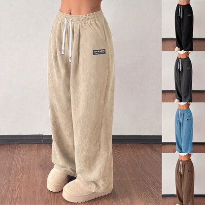 🔥👖 50% OFF! Calça Feminina de Cotim com Perna Larga – Confortável, Elegante e Perfeita para Dias Frios