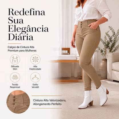 🔥 50% OFF! ✨ Calça Skinny Feminina de Cintura Alta – Modelagem que Valoriza as Curvas com Conforto e Elasticidade