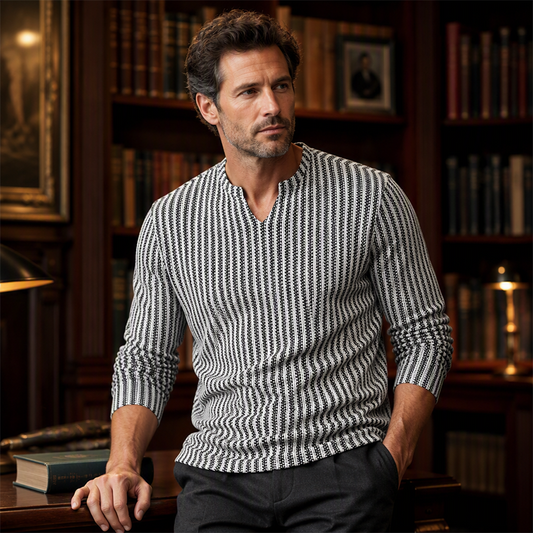 🔥 50% OFF! 👔 Camisa Masculina Listrada de Manga Longa – Confortável, Versátil e com Estilo Moderno