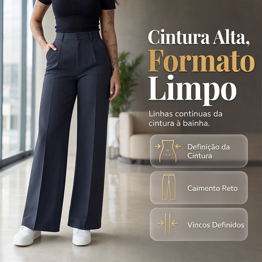 🔥 50% OFF! 👖 Calça Feminina Reta de Cintura Alta – Silhueta Alongada, Conforto Leve e Elegância Para Todos os Dias
