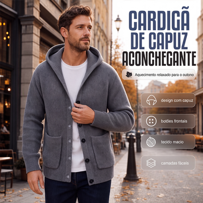 🧥✨ Cardigan Masculino de Tricô com Capuz – Conforto, Estilo e Versatilidade Para o Dia a Dia | 🔥 50% OFF