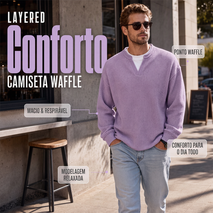 👚✨ Blusa Waffle Feminina com Efeito de Camadas – Conforto e Estilo Sem Esforço | 🔥 50% OFF