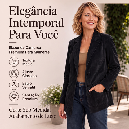 🔥 50% OFF! 🧥 Blazer Feminino de Camurça – Elegante, Sofisticado e Perfeito Para Looks de Outono e Inverno