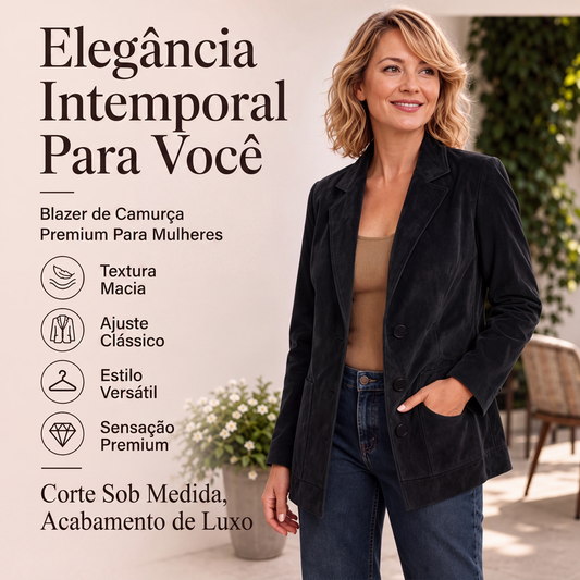 🔥 50% OFF! 🧥 Blazer Feminino de Camurça – Elegante, Sofisticado e Perfeito Para Looks de Outono e Inverno