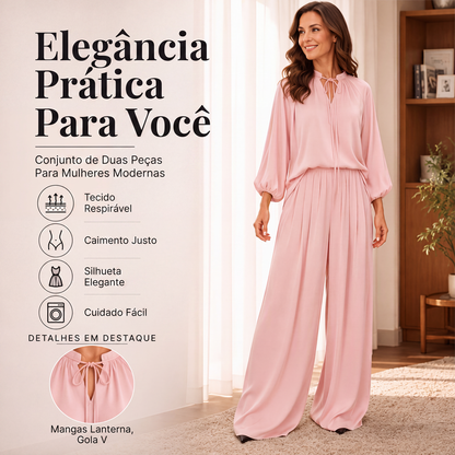 🔥 50% OFF! 👚 Conjunto Casual Feminino de Blusa Solta e Calça – Confortável, Elegante e Perfeito para o Dia a Dia