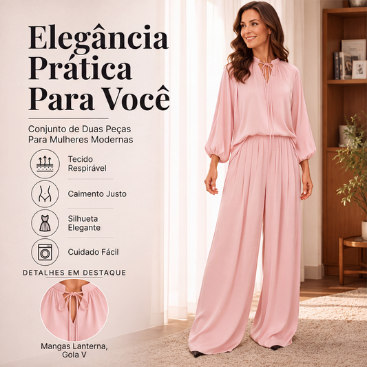 🔥 50% OFF! 👚 Conjunto Casual Feminino de Blusa Solta e Calça – Confortável, Elegante e Perfeito para o Dia a Dia