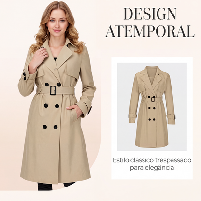 🔥 50% OFF! 🧥 Trench Coat Feminino de Botões Duplos – Elegante, Ajuste Perfeito e Estilo Sofisticado para Todas as Ocasiões