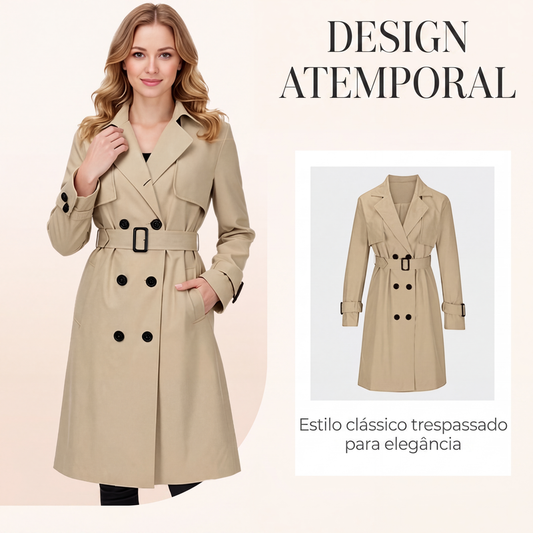 🔥 50% OFF! 🧥 Trench Coat Feminino de Botões Duplos – Elegante, Ajuste Perfeito e Estilo Sofisticado para Todas as Ocasiões