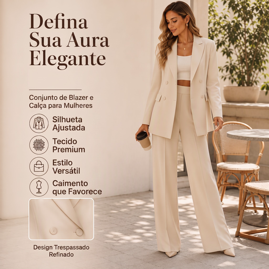 ✨👩‍💼 Conjunto Feminino de 2 Peças – Blazer Elegante e Calça com Estilo Sofisticado e Caimento Perfeito