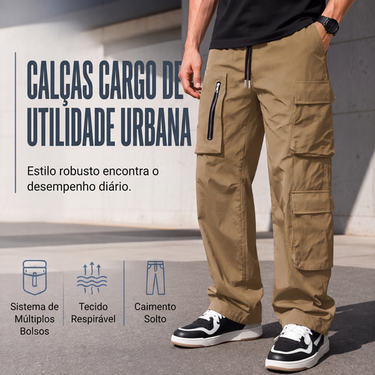 🔥 50% OFF! 👖 Calça Cargo Masculina Utilitária – Bolsos Espaçosos, Estilo Urbano e Conforto para o Dia Todo