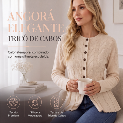 🔥 50% OFF! 🧶 Cardigan Feminino de Malha Trançada com Botões – Elegante, Quentinho e com Caimento que Valoriza a Silhueta