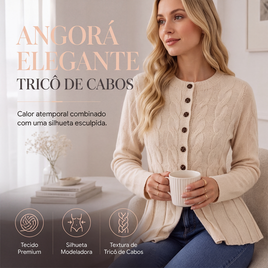 🔥 50% OFF! 🧶 Cardigan Feminino de Malha Trançada com Botões – Elegante, Quentinho e com Caimento que Valoriza a Silhueta