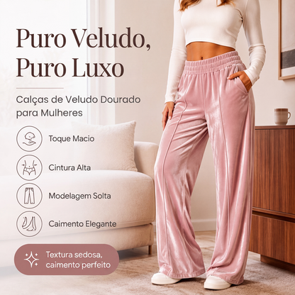 🔥 50% OFF! 👖 Calça Feminina Elegante de Veludo com Perna Larga – Conforto Luxuoso, Caimento Sofisticado e Estilo Moderno