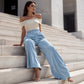 🔥 50% OFF! 👖 Calça Feminina Elegante de Veludo com Perna Larga – Conforto Luxuoso, Caimento Sofisticado e Estilo Moderno