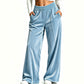 🔥 50% OFF! 👖 Calça Feminina Elegante de Veludo com Perna Larga – Conforto Luxuoso, Caimento Sofisticado e Estilo Moderno