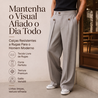 🔥 50% OFF! 👖 Calça Masculina de Perna Reta Antirrugas – Elegante, Confortável e Sempre com Aparência Impecável