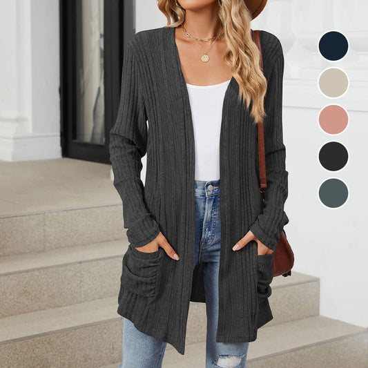 🔥 50% OFF! 🧥 Casaco Feminino de Tricô Aberto na Frente – Elegante, Confortável e Perfeito para os Dias Mais Frescos