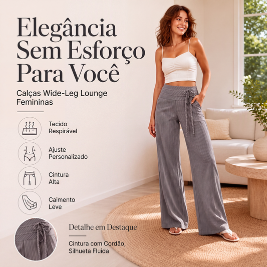 🔥 50% OFF HOJE! 👖 Calças Wide Leg Listradas Femininas – Estilo Elegante Que Valoriza Sua Silhueta ✨