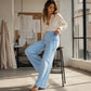 🔥 50% OFF HOJE! 👖 Calças Wide Leg Listradas Femininas – Estilo Elegante Que Valoriza Sua Silhueta ✨