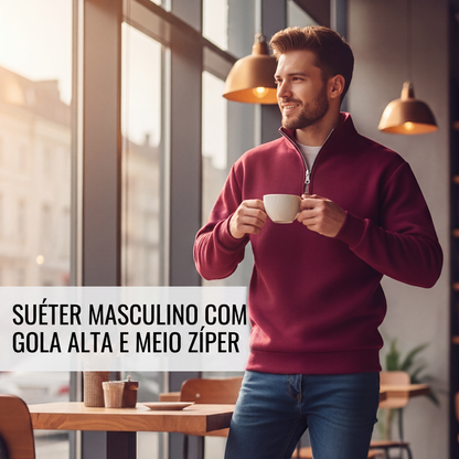 🔥 50% OFF HOJE! 👕 Suéter Masculino com Zíper 1/4 – Estilo Elegante e Conforto Para Dias Frescos ✨
