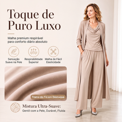 🔥 50% OFF HOJE! 👗 Conjunto Feminino Elegante de 3 Peças – Estilo, Conforto e Versatilidade em Um Só Look ✨