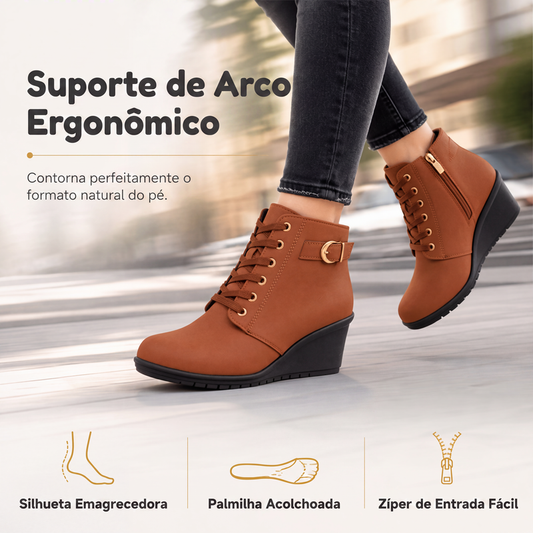 🔥 50% OFF HOJE! 👢 Botas Femininas com Salto Anabela Confortável – Elegantes, Versáteis e Perfeitas Para o Dia a Dia ✨