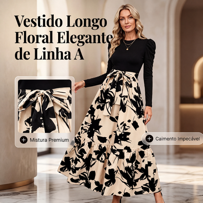 🔥 50% OFF HOJE! 👗  Vestido Longo Feminino Floral Linha A – Elegância, Conforto e Silhueta Valorizada Para Todos os Momentos ✨