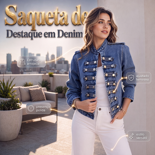 🔥 50% OFF HOJE! 👖  Jaqueta Jeans Feminina Vintage com Botões – Estilo Elegante, Conforto e Visual Moderno Para Todas as Ocasiões ✨