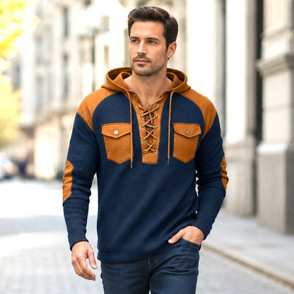 🔥 50% OFF HOJE! 🧥  Moletom Masculino com Capuz Waffle Premium – Design Retrô, Conforto Respirável e Estilo Robusto Para Qualquer Ocasião ✨