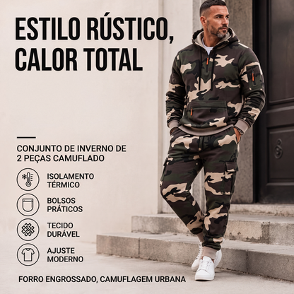 🔥 50% OFF HOJE! 🧥  Conjunto Masculino Térmico Camuflado com Moletom e Calça – Aquecimento, Conforto e Estilo Militar Para Dias Frios e Atividades ao Ar Livre ❄️