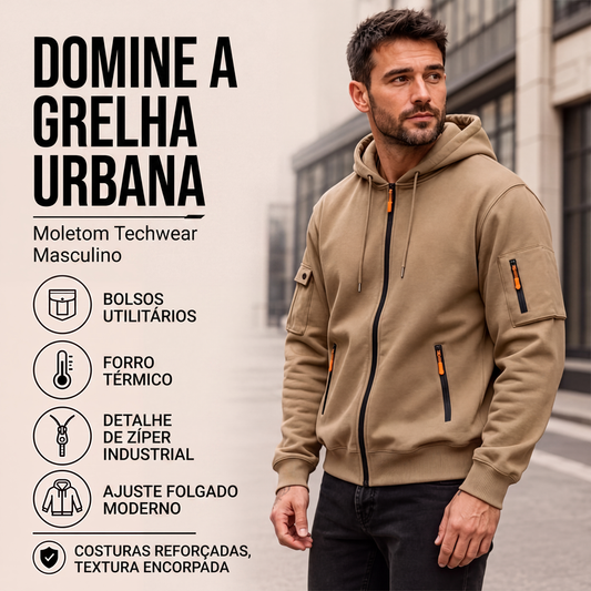 🔥 50% OFF HOJE! 🧥  Jaqueta Cargo Masculina com Capuz e Zíper Completo – Estilo Militar Moderno, Bolsos Funcionais e Proteção Confortável Para o Dia a Dia ✨