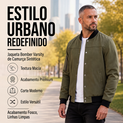 🔥 50% OFF HOJE! 🧥  Jaqueta Bomber Masculina de Camurça Sintética – Estilo Vintage Sofisticado, Conforto Premium e Visual Moderno Para Todas as Ocasiões ✨