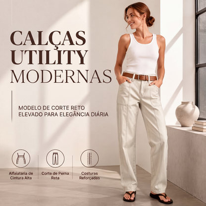 🔥 50% OFF HOJE! 👖  Calça Feminina Casual de Perna Larga – Elegância Moderna, Caimento Confortável e Estilo Versátil Para Todos os Momentos ✨