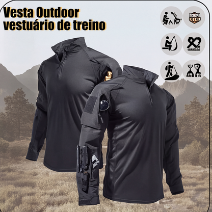 🔥 50% OFF HOJE! 🏕️  Camisa Tática Masculina de Treino ao Ar Livre – Tecido Respirável, Bolsos Funcionais e Conforto Máximo Para Aventuras e Atividades Externas ✨